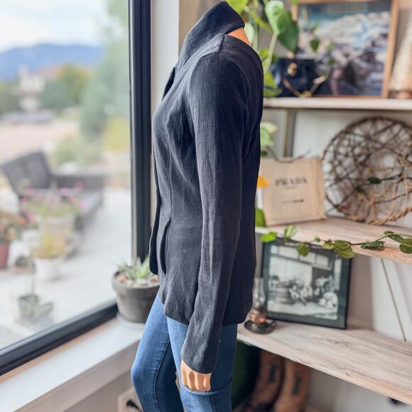 T by Alexander Wang Designer Black Faux Open Back Wrap Blazer Women's Medium - Picture 8 of 13